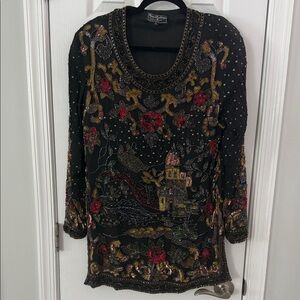 VINTAGE VTG Royal Feelings Embellished Black Tunic with gorgeous design